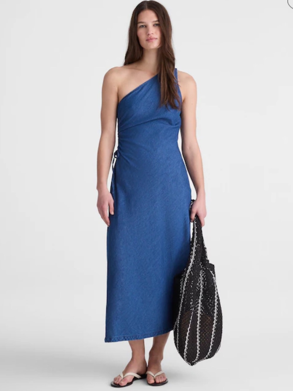 One-Shoulder Blue Maxi Dress